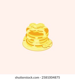 Pineapple Pancake Illustration for design needs, Landing Pages, Animation, Apps, Presentations, Content Creator and other Promotions