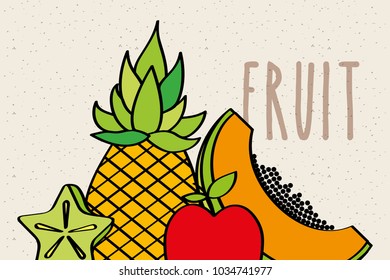 pineapple papaya apple and carambola slice fruit natural banner