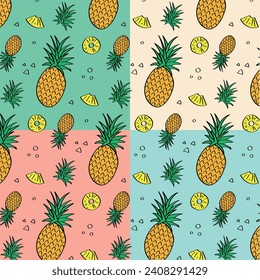 Pineapple pattern colors, vector illustration