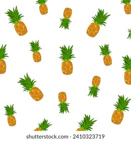 Pineapple pattern. Fruit pattern. Fruit mixture background. Texture for fashionable clothing print. Design of greeting cards, posters, patches, prints on clothes, emblems.