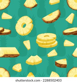 pineapple pattern. healthy sliced food illustration of pineapple. Vector seamless background in cartoon style