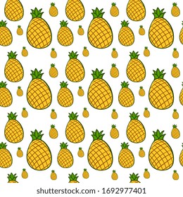 Pineapple pattern, illustration, vector on white background