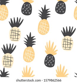 Pineapple pattern on white background vector illustration hand draw desing