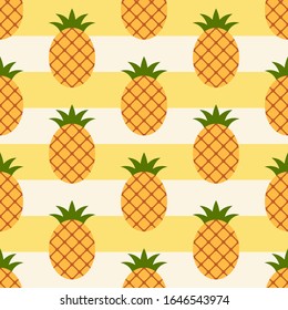 Pineapple pattern. Pineapple seamless background with pears