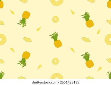 Padrão de abacaxi Padrão de frutas tropicais frescas sem emenda. Snack vegetariano saudável, corte Vetor de abacaxi para têxtil, papel de parede de embrulho para presente, impressão, design de tecido.