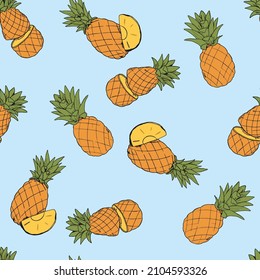 Pineapple pattern seamless pattern, tropical fruit.
