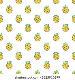 Pineapple pattern seamless vector fabric textiles clothing design, tropical fruit pineapple seamless pattern fashion textiles fabric clothing design doodle line , icon cartoon doodle pineapple pattern