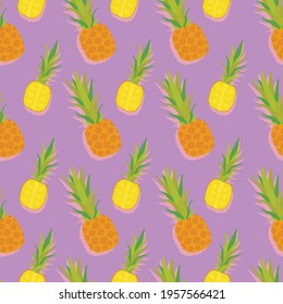 Pineapple pattern. Seamless pattern in vector. Fruit illustration 