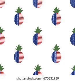 pineapple pattern usa America white background lines stars seamless pattern vector illustration 