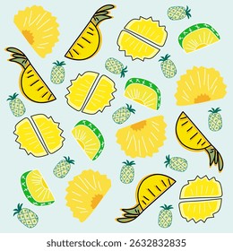 Pineapple pattern vector chopped doodle cartoon artwork tropical summer fruit fabric textiles design, pineapple pattern vector slice summer fruit doodle cute cartoon tropical ,pineapple pattern design
