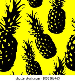 Pineapple pattern. Vector exotic fruit illustration.