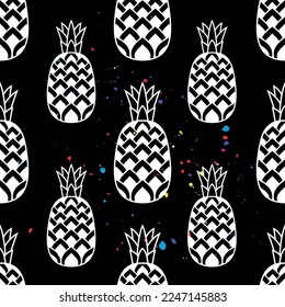 Pineapple pattern Vector illustration. Doodle coloring book page zen art. Fruit, tropic, ananas, summer.