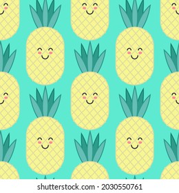 Pineapple pattern. Vector illustration in a flat style