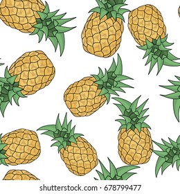 Pineapple pattern. Vector seamless background