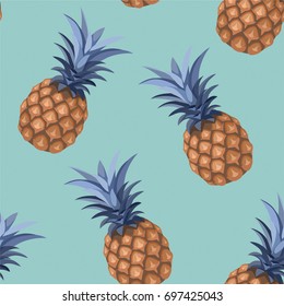 Pineapple pattern. Vector seamless texture.