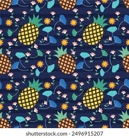 Patrones de piña impresión gráfica, Fondo de pantalla, ropa, envoltura, tela, textil, patrón de tela diseño decoraciones Plantillas y otros diseños. Ilustración vectorial Abstractas. Usando en la moda.