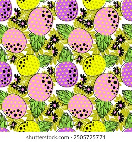 Pineapple patterns graphic print, wallpaper, clothing, wrapping, fabric, textile, fabric pattern design decorations templates and other designs. Abstract vector illustration. Using in fashion.