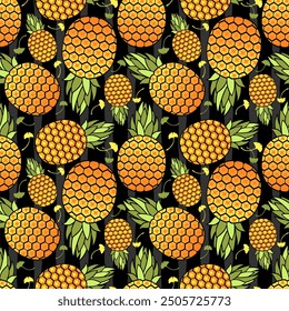 Pineapple patterns graphic print, wallpaper, clothing, wrapping, fabric, textile, fabric pattern design decorations templates and other designs. Abstract vector illustration. Using in fashion.