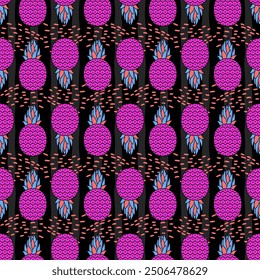 Pineapple patterns graphic print, wallpaper, clothing, wrapping, fabric, textile, fabric pattern design decorations templates and other designs. Abstract vector illustration. Using in fashion.