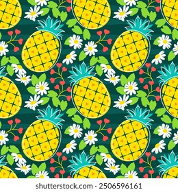 Pineapple patterns graphic print, wallpaper, clothing, wrapping, fabric, textile, fabric pattern design decorations templates and other designs. Abstract vector illustration. Using in fashion.