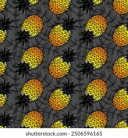 Pineapple patterns graphic print, wallpaper, clothing, wrapping, fabric, textile, fabric pattern design decorations templates and other designs. Abstract vector illustration. Using in fashion.