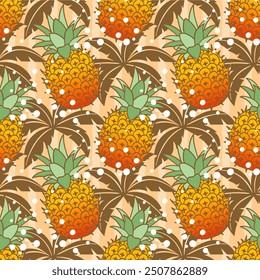 Pineapple patterns graphic print, wallpaper, clothing, wrapping, fabric, textile, fabric pattern design decorations templates and other designs. Abstract vector illustration. Using in fashion.