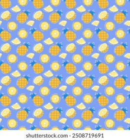 Pineapple patterns graphic print, wallpaper, clothing, wrapping, fabric, textile, fabric pattern design decorations templates and other designs. Abstract vector illustration. Using in fashion.