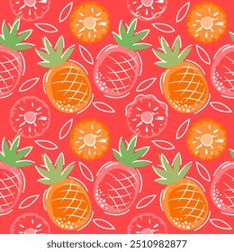 Pineapple patterns graphic print, wallpaper, clothing, wrapping, fabric, textile, fabric pattern design decorations templates and other designs. Abstract vector illustration. Using in fashion.