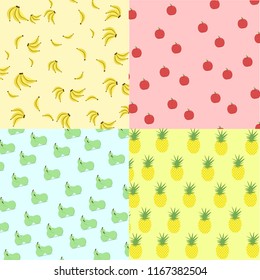 pineapple pear apple banana pettern 