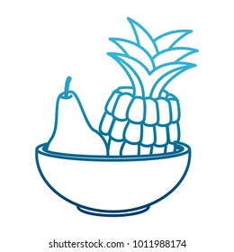 Pineapple and pear on bowl