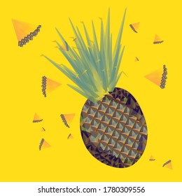 pineapple with pieces on a yellow background