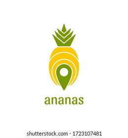Pineapple Pin Logo. Vector Design, Illustration.