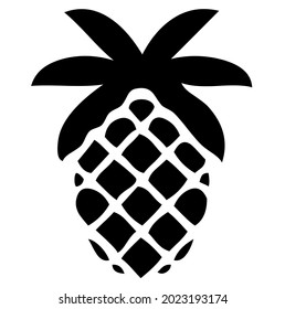 Pineapple, pine apple, fruit, symbol, vector, illustration in black and white color, isolated on white background