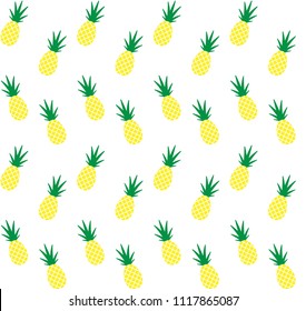 pineapple pine apple vector seamless pattern yellow isolated on white background