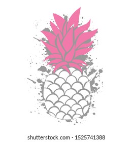 Pineapple pink and white color vector  design for summer with paint background