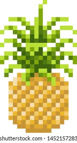 A pineapple pixel art 8 bit video game style fruit icon
