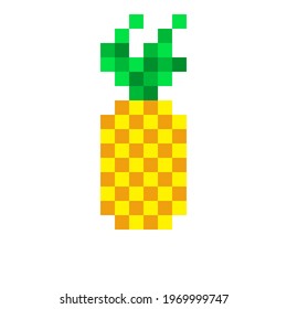 Pineapple pixel art. Vector illustration pineapple in pixel art.