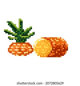 Pineapple pixel art. Vector illustration, pineapple in pixel art.