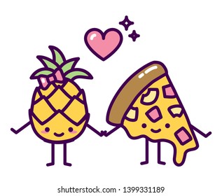 Pineapple pizza couple hawaii cute kawaii love