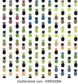 Pineapple plant silhouette big seamless pattern collection. muted palette Vector repeated texture set for web, print, fabric, textile design, digital paper, wrap, greeting card background, decoration.