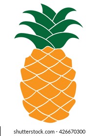  Pineapple plant silhouette element for Icon, logo, print, label design, web, decoration, t-shirt, greeting card background. Vector tropical fruit with leaves illustration isolated on white.