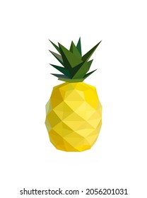 Pineapple polygon art image. low poly 3D pineapple in vector illustration