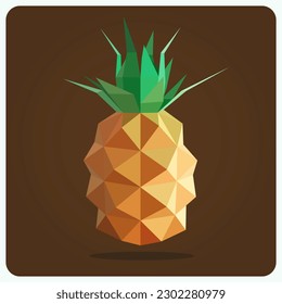 Imagen de arte de polígono de piña. piña 3D de bajo polo en ilustración vectorial