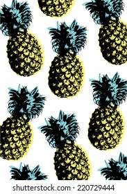 pineapple pop art background vector/illustration