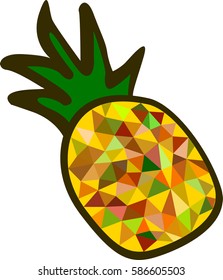  pineapple raising his hands and polygon. vector illustration design