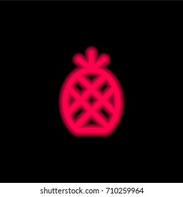 Pineapple red glowing neon ui ux icon. Glowing sign logo vector