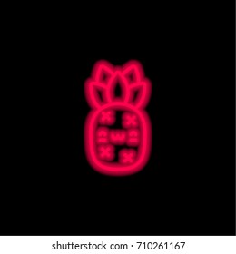 Pineapple red glowing neon ui ux icon. Glowing sign logo vector