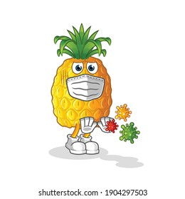 pineapple refuse viruses cartoon. cartoon mascot vector