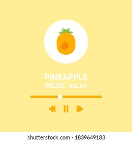 Icono de relajación de piña. Un reproductor de música de estilo muy bonito. Lista de reproducción con estilo. El reproductor de música ayuda a relajar la mente. Lista de reproducción de color Pastel. Relajante fondo musical