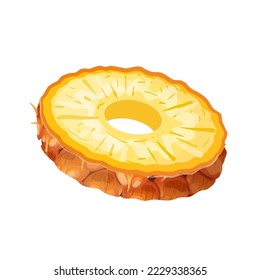 pineapple ring cartoon. slice fruit, round cut, circle food, tropical canned, yellow piece, sliced sweet, juicy pineapple ring vector illustration